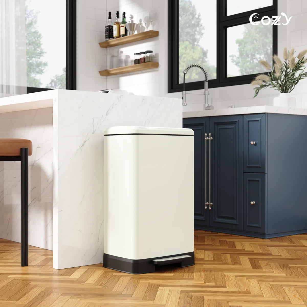 14.5 Gallon Stainless Steel Step Trash Can with Soft-Close Lid