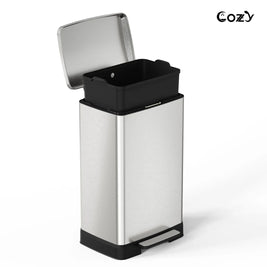 14.5 Gallon Stainless Steel Step Trash Can with Soft-Close Lid
