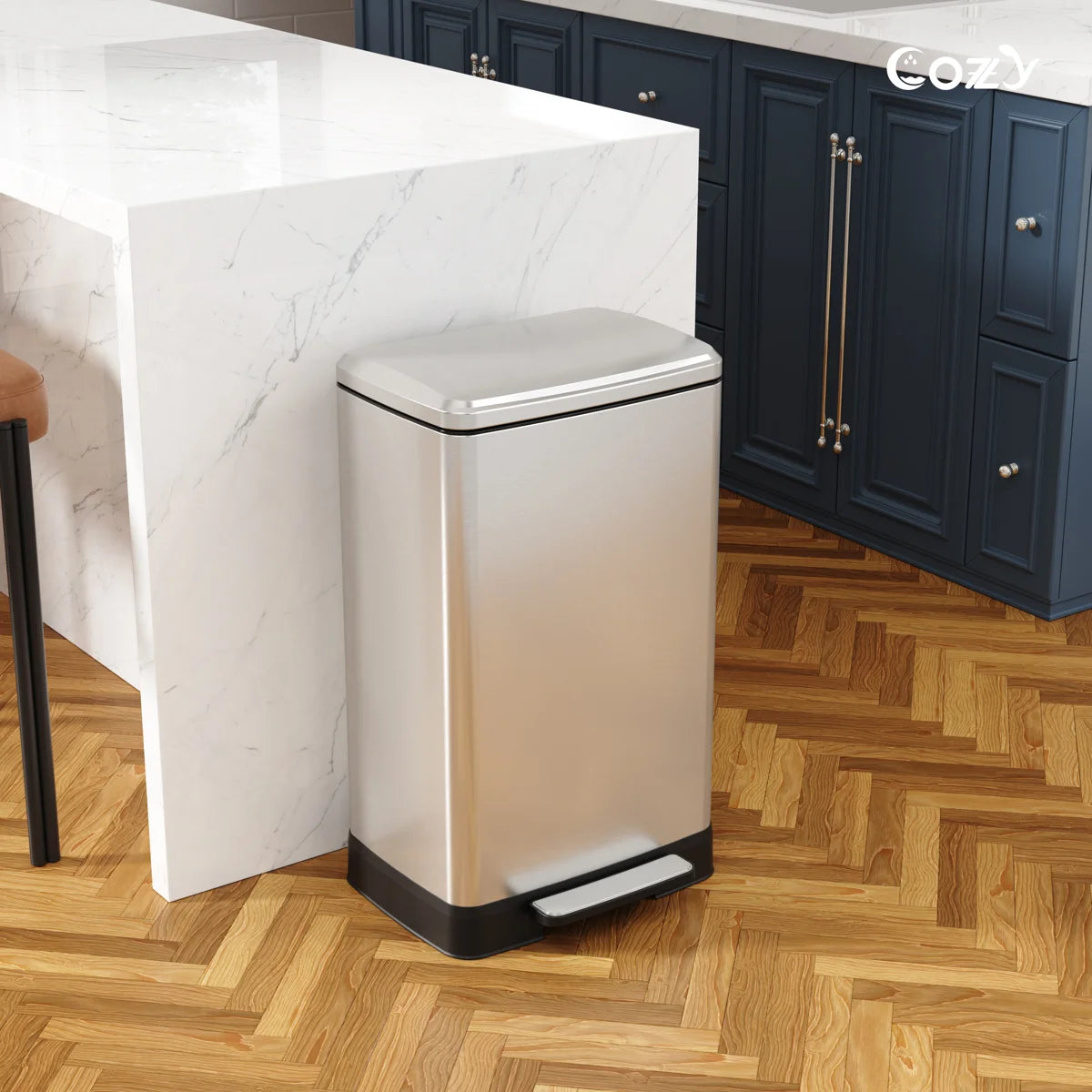 14.5 Gallon Stainless Steel Step Trash Can with Soft-Close Lid