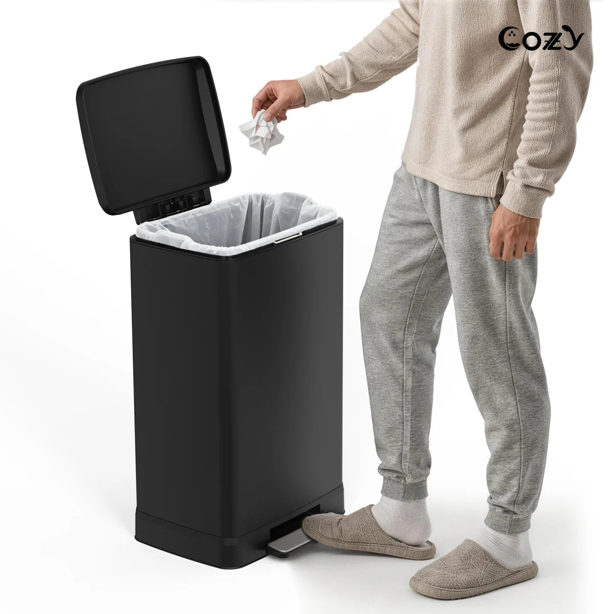 14.5 Gallon Stainless Steel Step Trash Can with Soft-Close Lid
