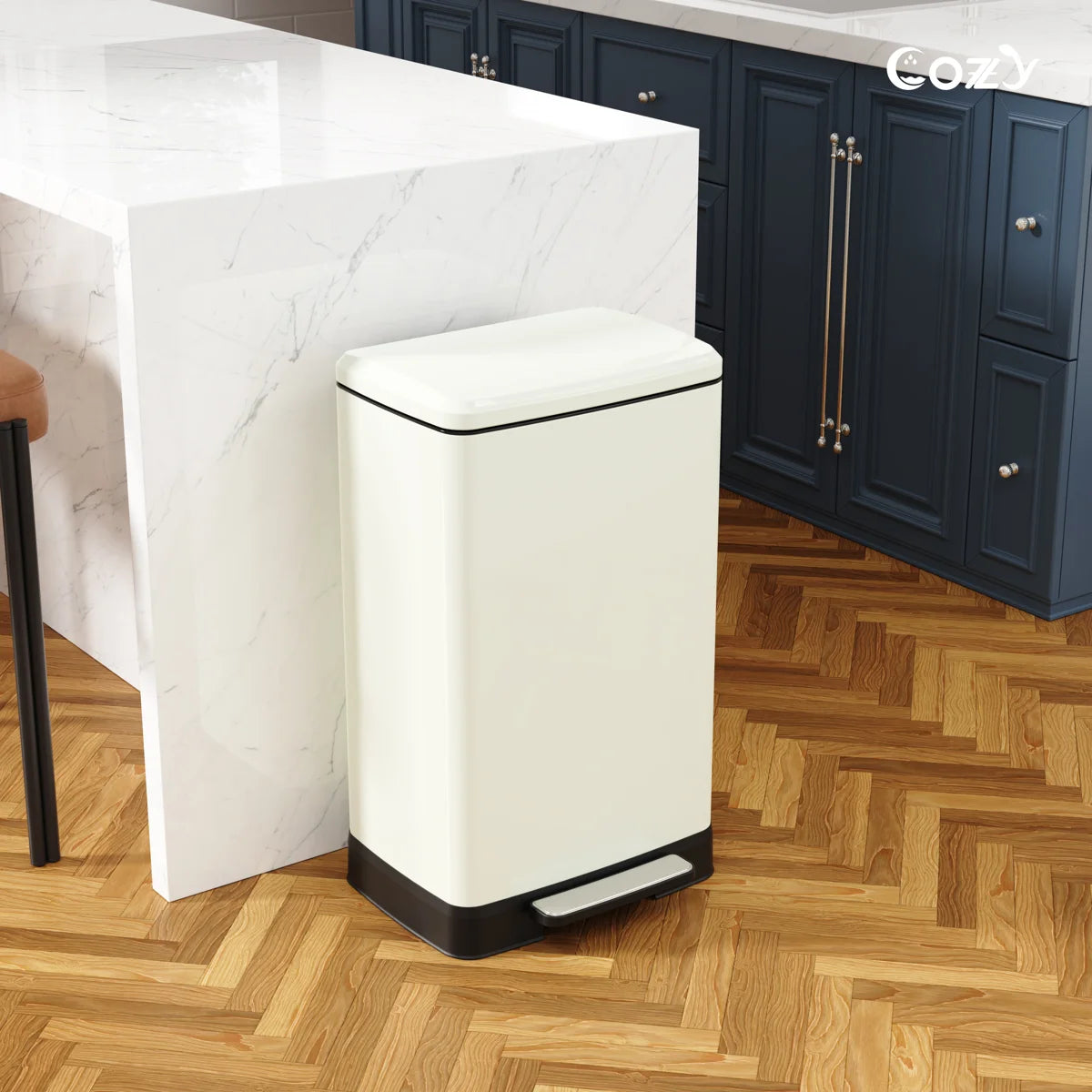 14.5 Gallon Stainless Steel Step Trash Can with Soft-Close Lid
