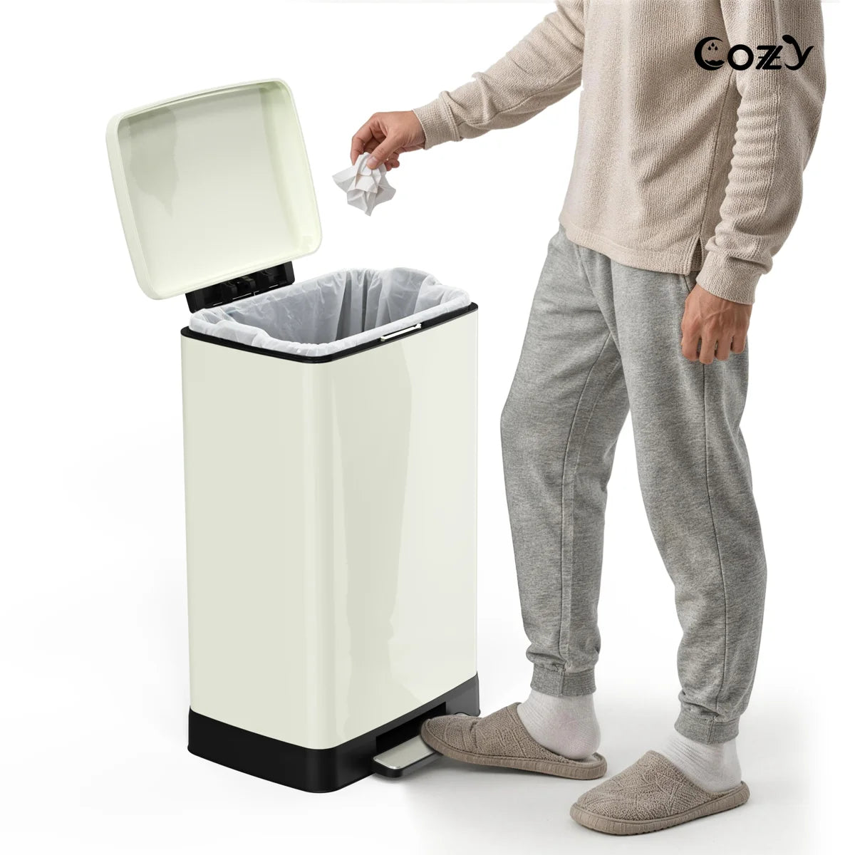 14.5 Gallon Stainless Steel Step Trash Can with Soft-Close Lid