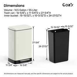 14.5 Gallon Stainless Steel Step Trash Can with Soft-Close Lid
