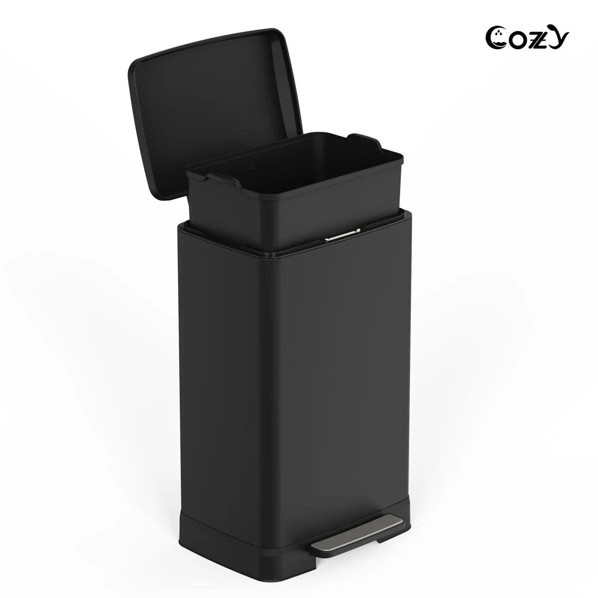 14.5 Gallon Stainless Steel Step Trash Can with Soft-Close Lid