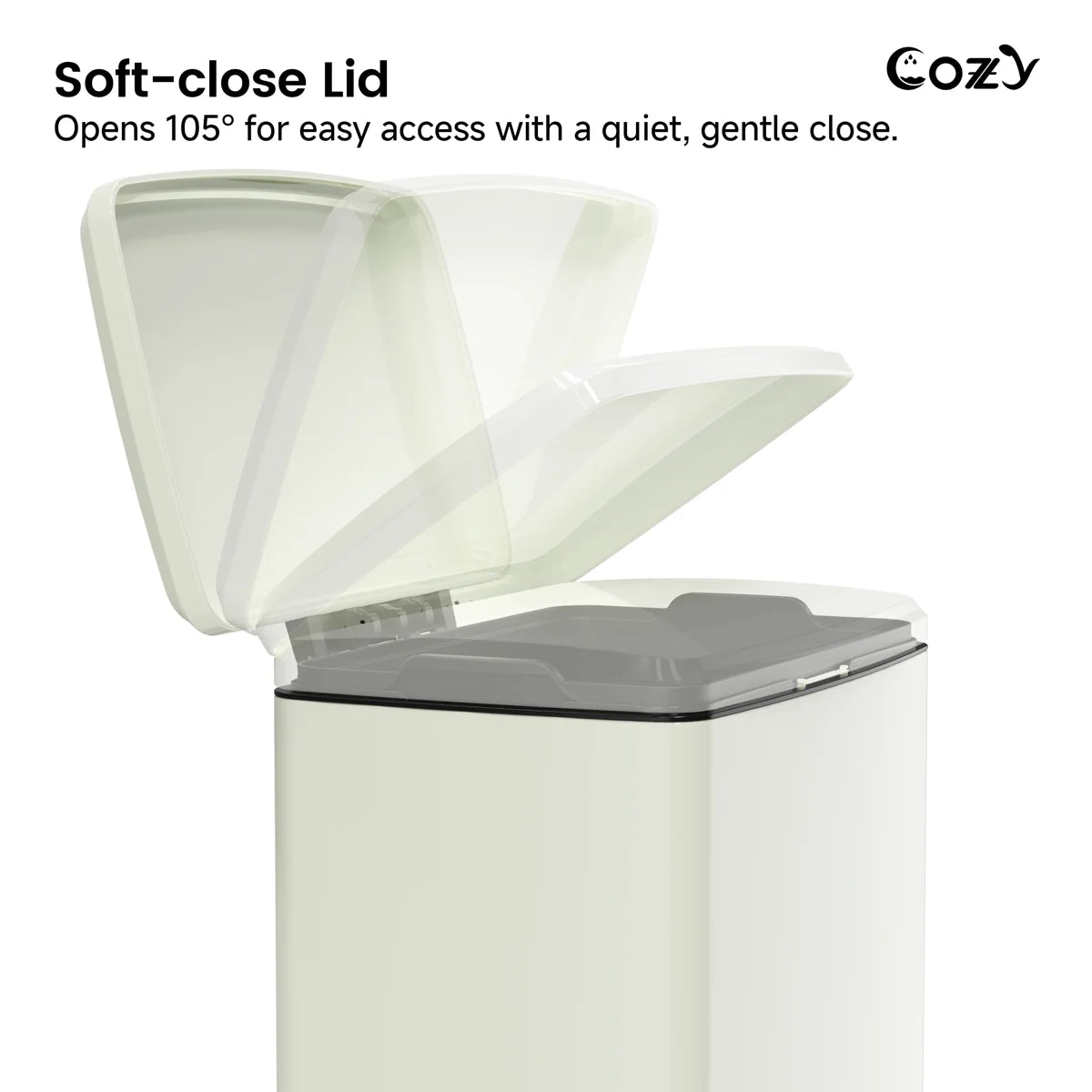 14.5 Gallon Stainless Steel Step Trash Can with Soft-Close Lid