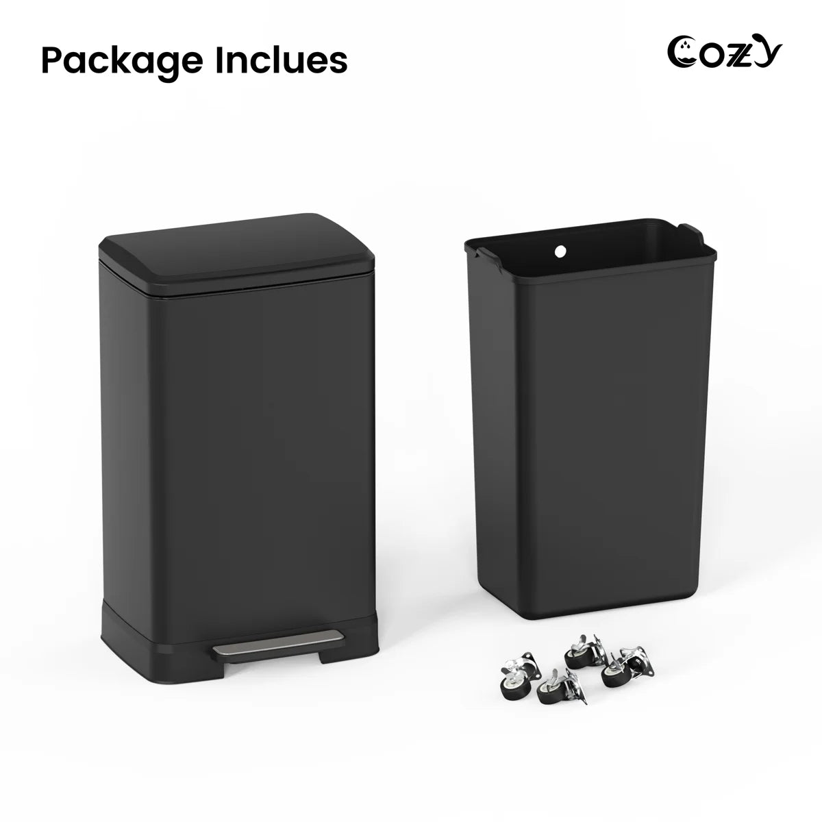 14.5 Gallon Stainless Steel Step Trash Can with Soft-Close Lid