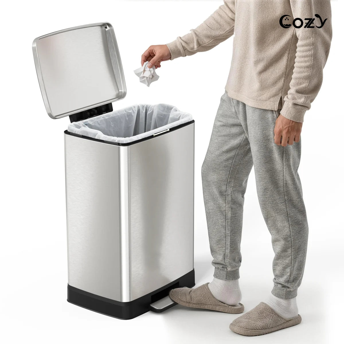 17.2 Gallon Stainless Steel Step Trash Can with Soft-Close Lid