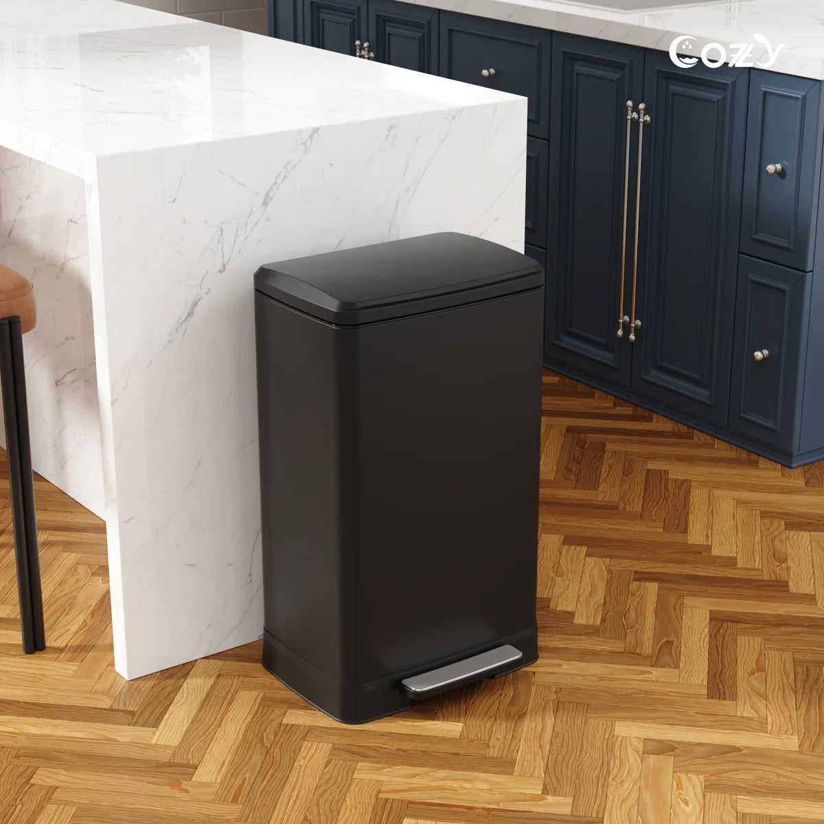 17.2 Gallon Stainless Steel Step Trash Can with Soft-Close Lid