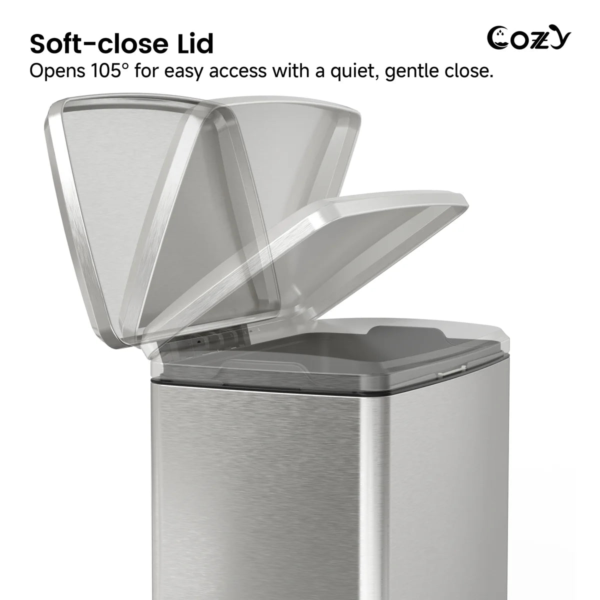 17.2 Gallon Stainless Steel Step Trash Can with Soft-Close Lid