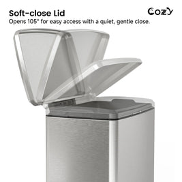 17.2 Gallon Stainless Steel Step Trash Can with Soft-Close Lid