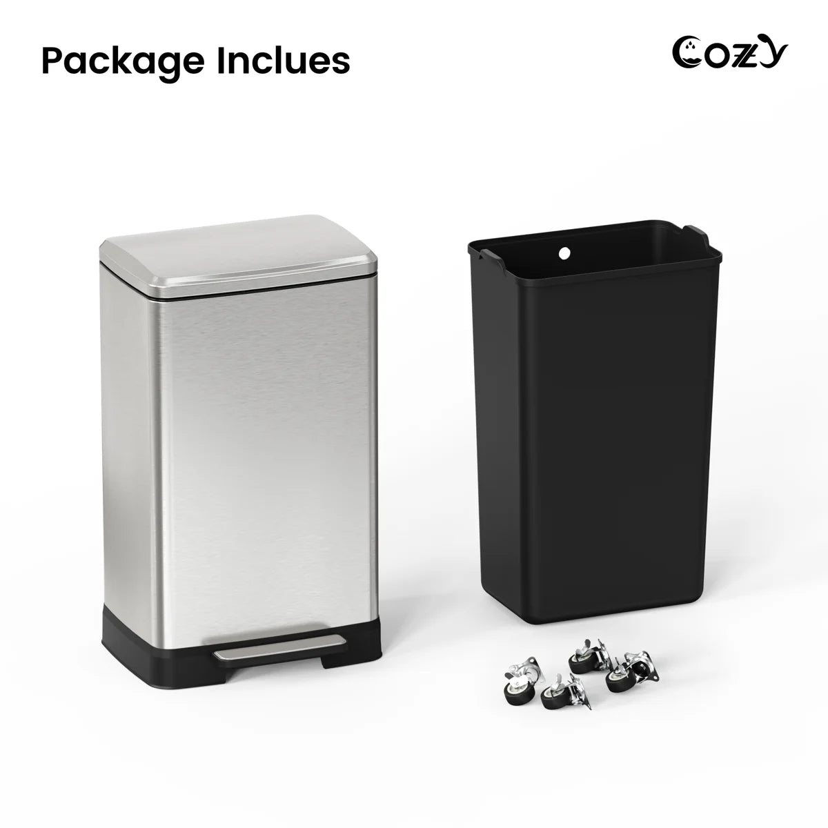 17.2 Gallon Stainless Steel Step Trash Can with Soft-Close Lid