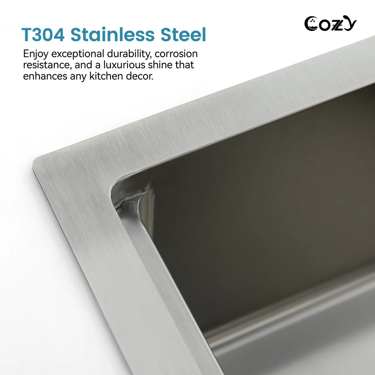 Cozy 30 Inch Drop-In Single Bowl Stainless Steel Kitchen Workstation Sink with Cutting Board, Colander, Dish Rack & Basket Strainer (Brushed Nickel / Black)