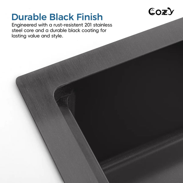 33" L Stainless Steel Single Bowl Workstation Kitchen Sink – Drop-In, Includes Faucet, Cutting Board & Basket Strainer