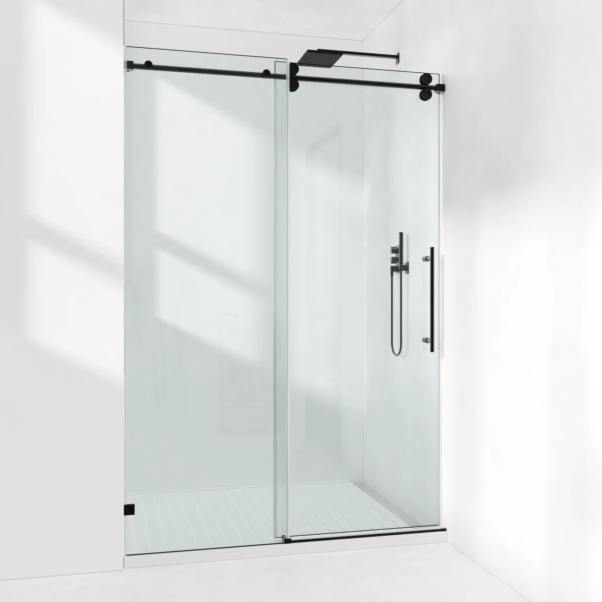 Cozy 44"-49"W x 76"H Frameless Single Sliding Shower Door, 3/8" Tempered Glass