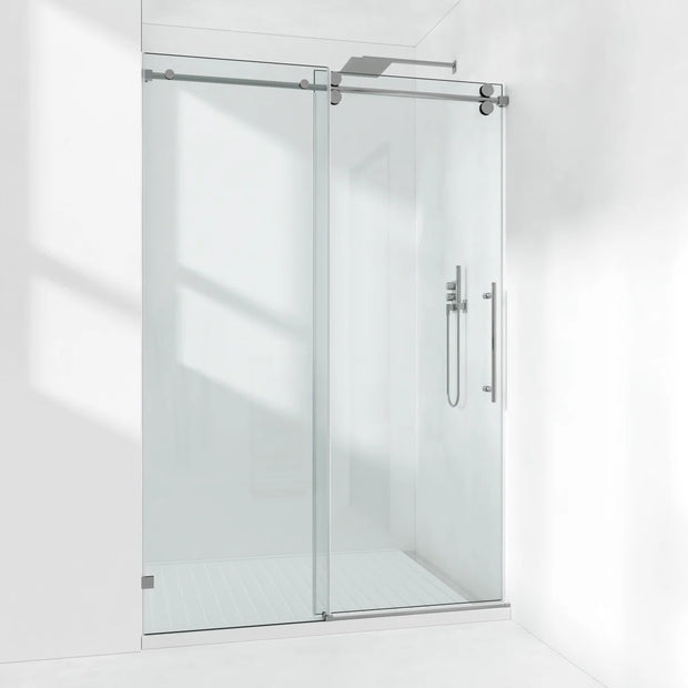 Cozy 50"-55"W x 76"H Frameless Single Sliding Shower Door, 3/8" Tempered Glass