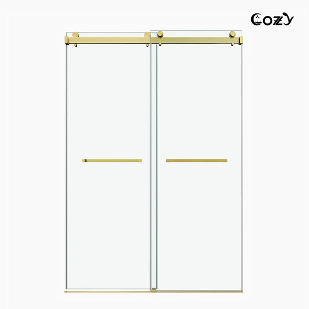 Cozy 50-55" W x 76" H Frameless Double Sliding Shower Door - 3/8" Clear Tempered Glass