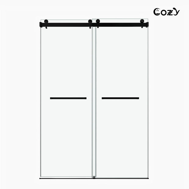 Cozy 44"-49"W x 76"H Frameless Double Sliding Shower Door, 3/8" Tempered Glass