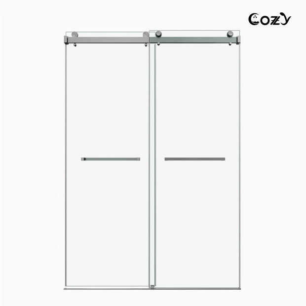 Cozy 56"-61"W x 72"H Frameless Double Sliding Shower Door, 3/8" Tempered Glass