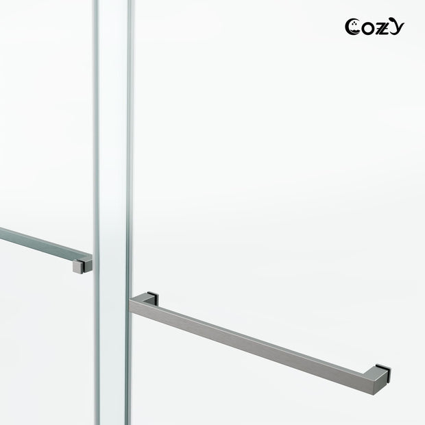 Cozy 56"-61"W x 60"H Frameless Double Sliding Tub Door, 3/8" Tempered Glass