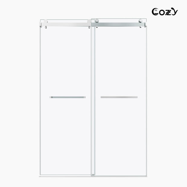 Cozy 56"-61"W x 72"H Frameless Double Sliding Shower Door, 3/8" Tempered Glass