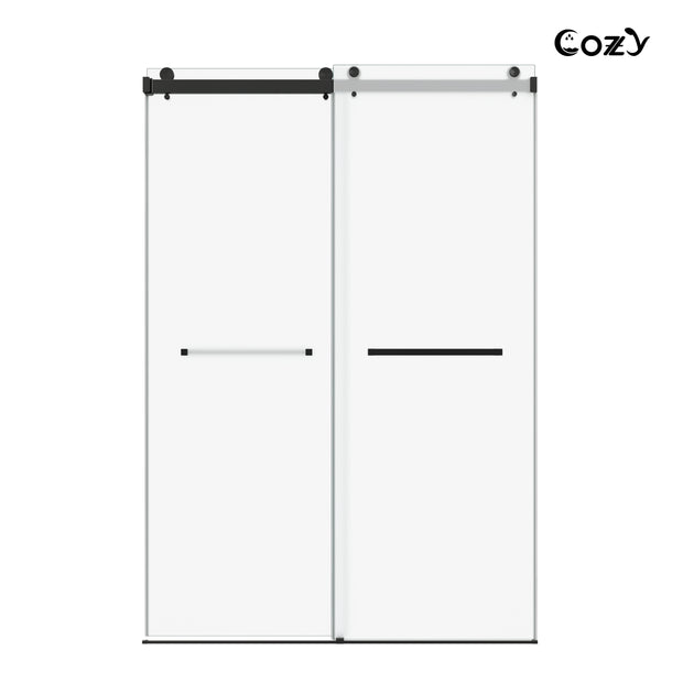 Cozy 62"-67"W x 76"H Frameless Frosted Double Sliding Shower Door, 3/8" Glass