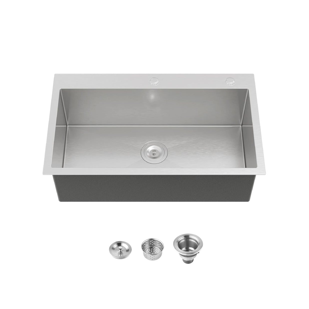COZY 32" Top-Mount Handmade Stainless Steel Sink in Brushed Nickel