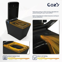 COZY Square Smart Toilet | Foot Sensor, Auto Flush, Tankless & Instant Heat | STBL06-1