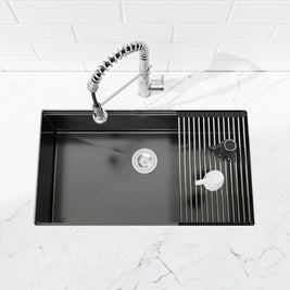 COZY 36-inch undermount matte black workstation kitchen sink