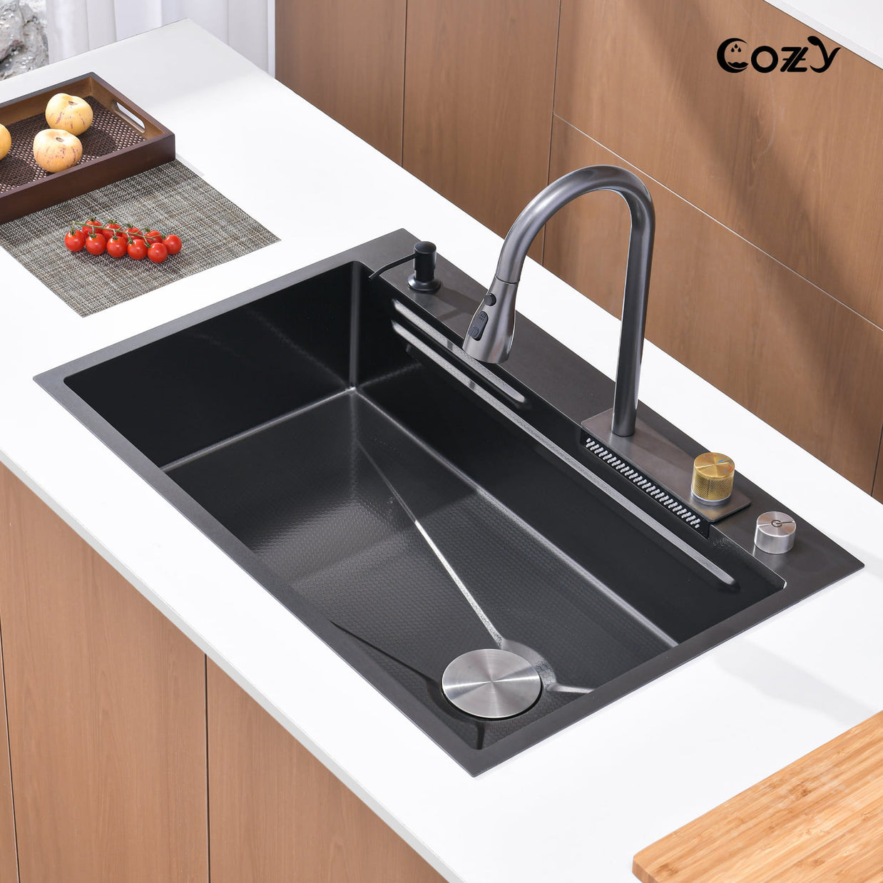 Cozy black kitchen sink