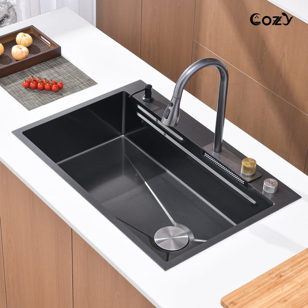 Cozy black kitchen sink
