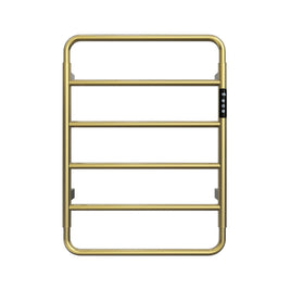 Cozy EB01 6-bar electric heated towel rack in brushed gold finish.