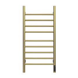 Cozy EB03 9-bar electric heated towel rack in brushed gold finish.