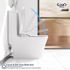 Cozy SBWH01 non-electric bidet toilet seat quiet and soft close lid mechanism.