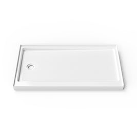 Cozy SP-L-WH90-6032 white acrylic 60 x 32 inch shower base with a left-side drain, shown from the front.
