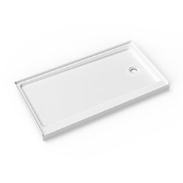 Cozy SP-R-WH90-6032 white acrylic right-drain shower base shown in an angled perspective view.