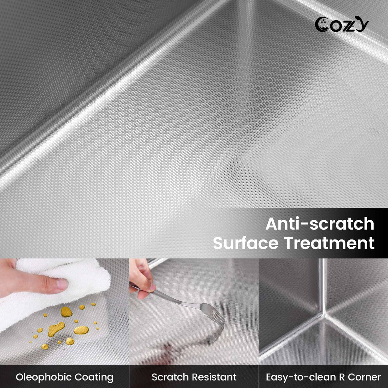 Cozy sink anti-scratch easy clean feature