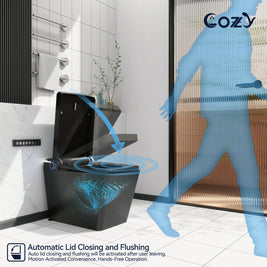 COZY Square Smart Toilet | Foot Sensor, Auto Flush, Tankless & Instant Heat | STBL06-1