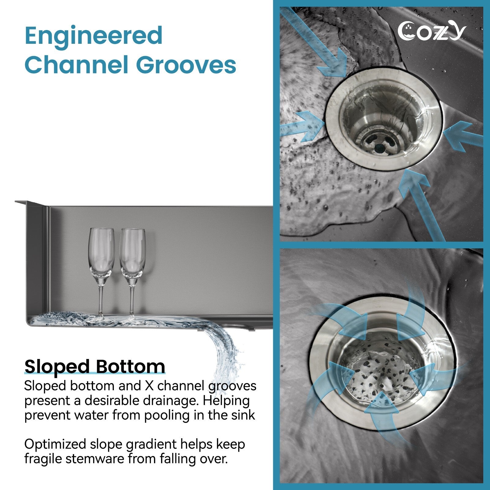 Cozy undermount stainless steel black sink 33x19x8 inch with accessory