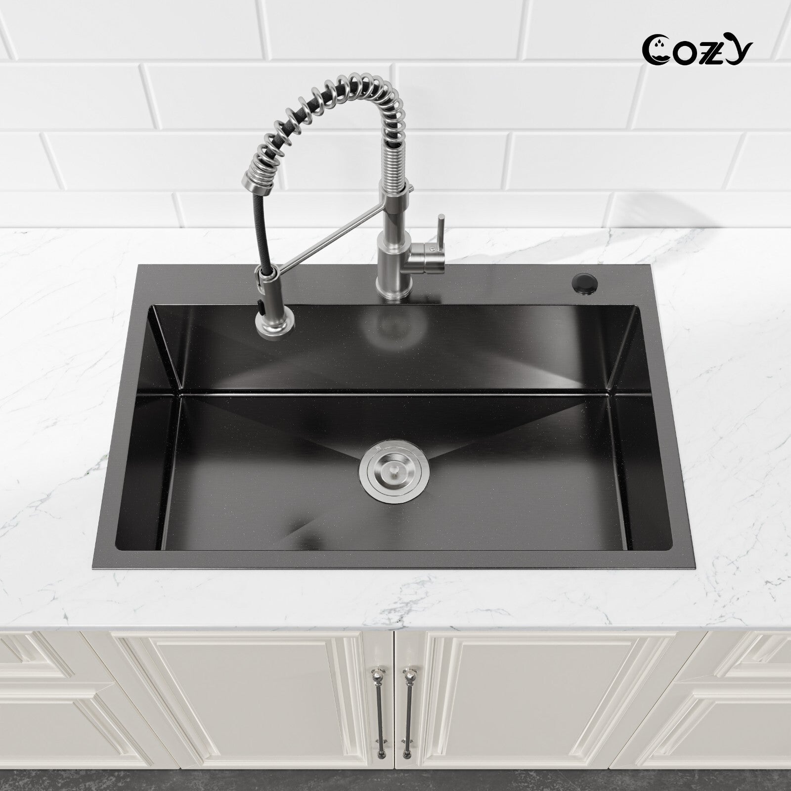 Cozy n Bath 30x19 inch overmount kitchen sink with accessors and drain