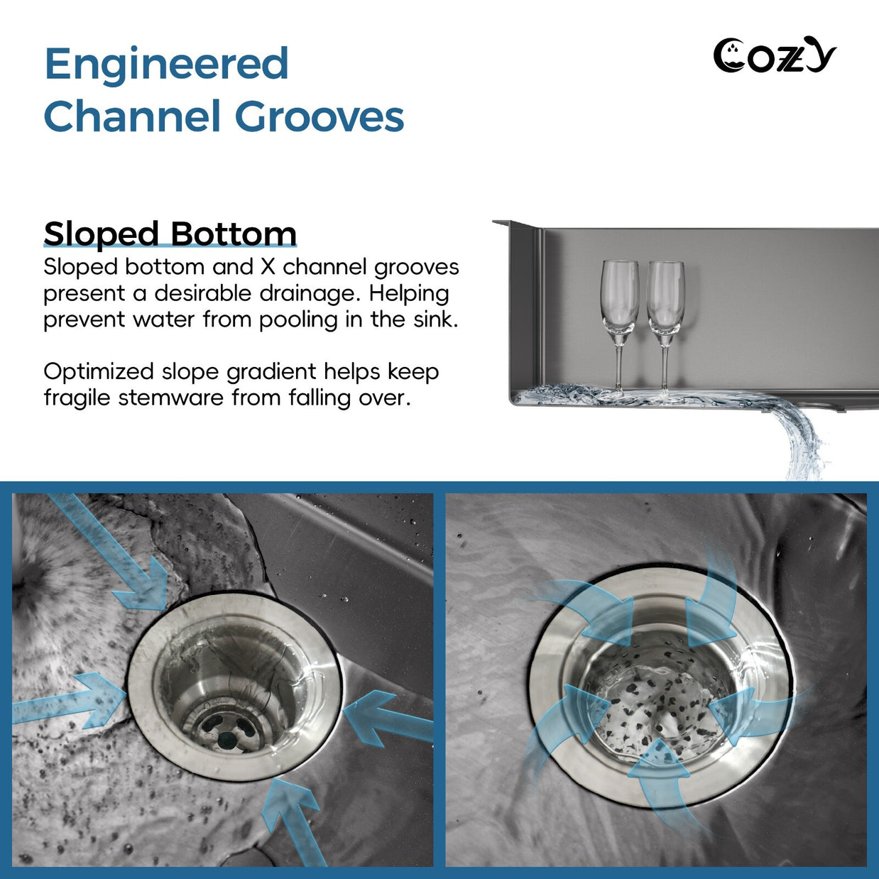 Cozy n Bath 30x19 inch overmount kitchen sink with accessors and drain