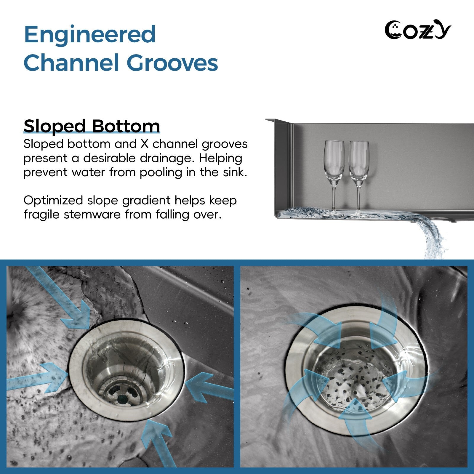 Cozy n Bath 30x19 inch overmount kitchen sink with accessors and drain