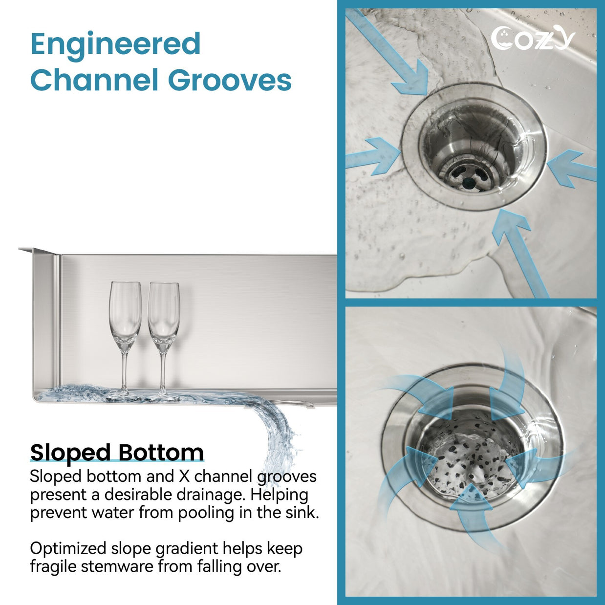 COZY Stainless Steel Kitchen Sink, 33