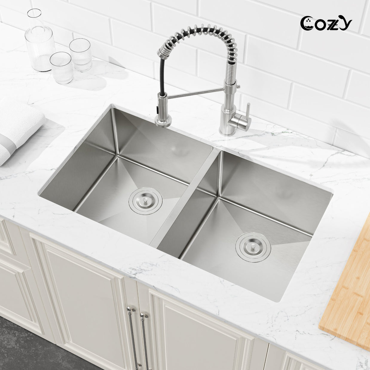 COZY Stainless Steel Kitchen Sink, 33