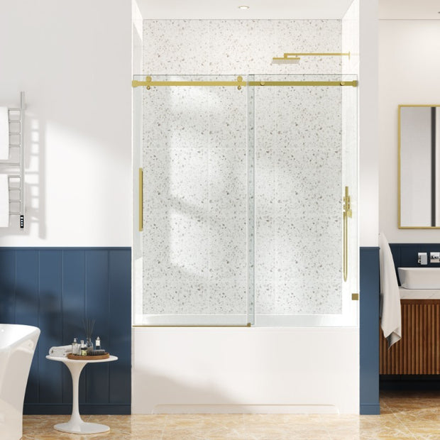Cozy 54"/60"/72'' x 76" Frameless Single Slide Shower Door 3/8"Tempered Square