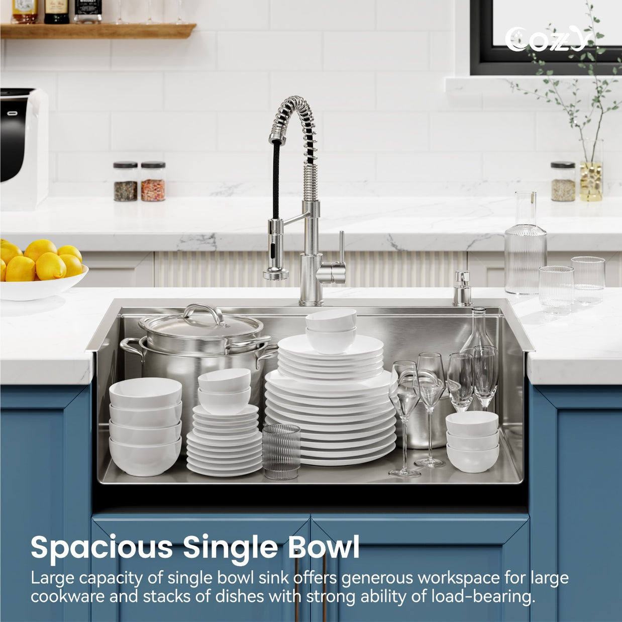 Cozy n Bath 36x22 inch overmount kitchen sink with accessors and drain
