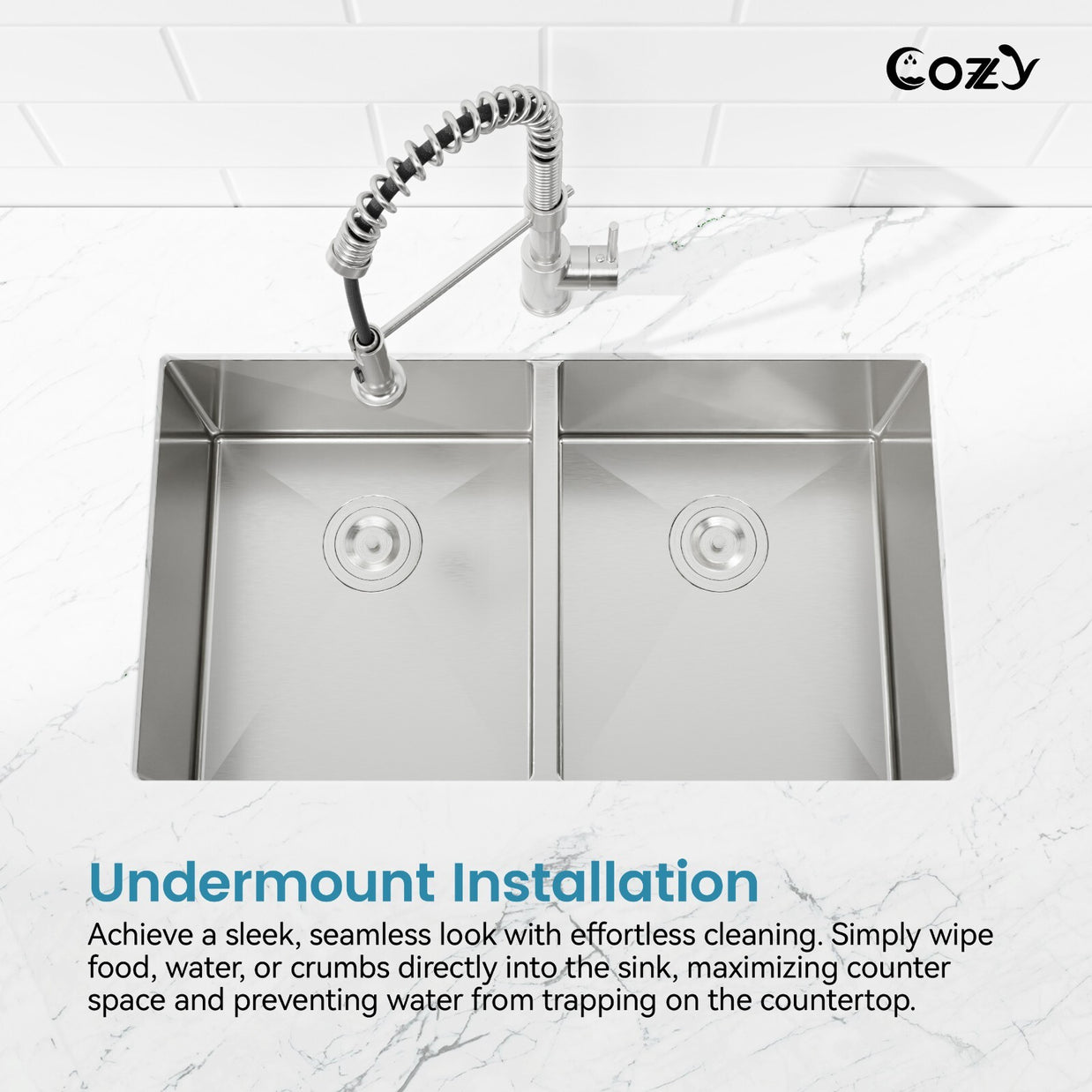 COZY Stainless Steel Kitchen Sink, 33