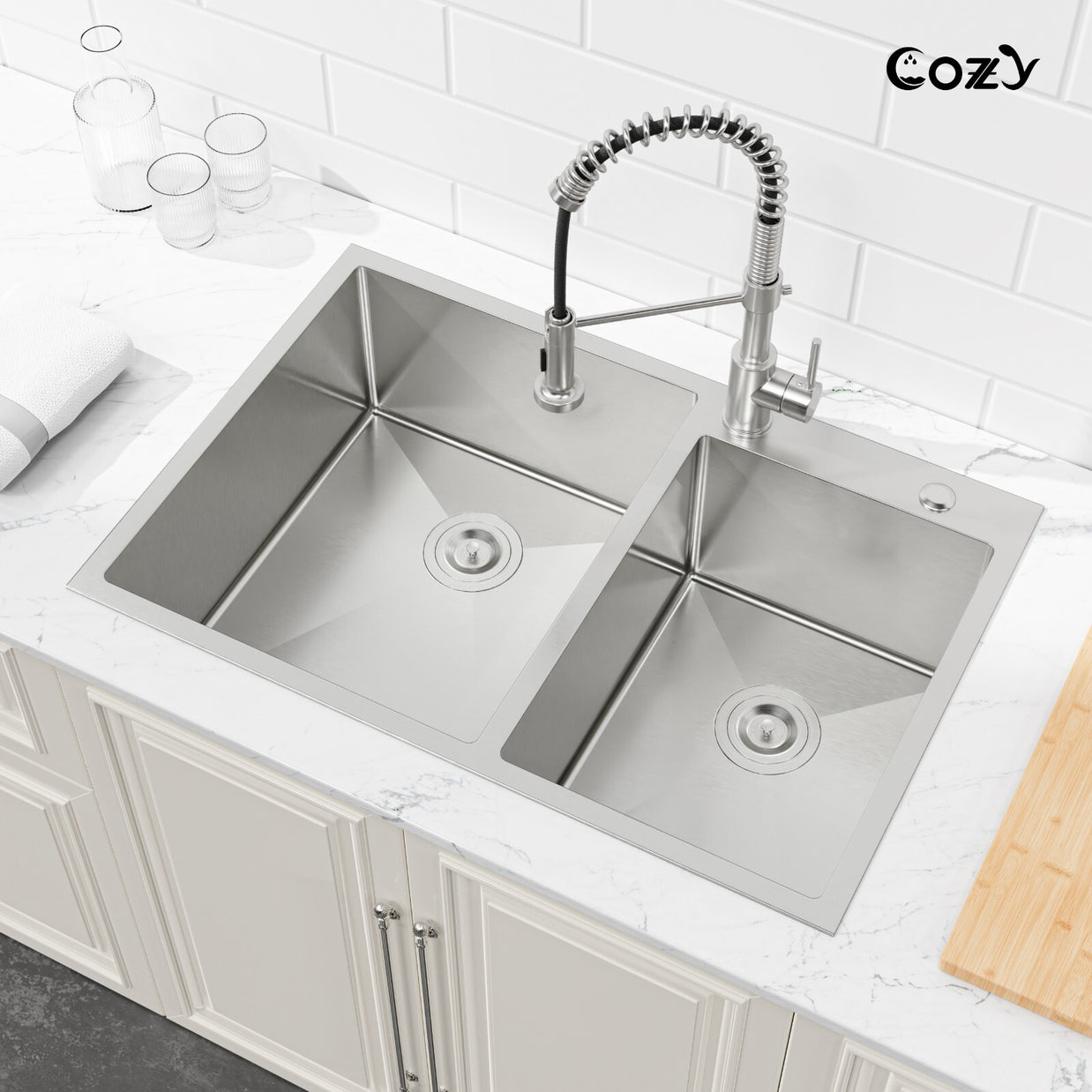 COZY Stainless Steel Kitchen Sink, 33