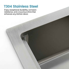 Cozy n Bath 33x22 inch overmount kitchen sink with accessors and drain,SS-BR01D-332208