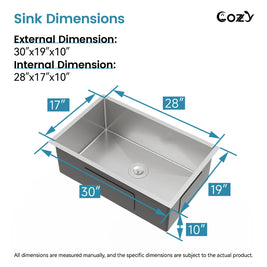 COZY Stainless Steel Kitchen Sink, 30