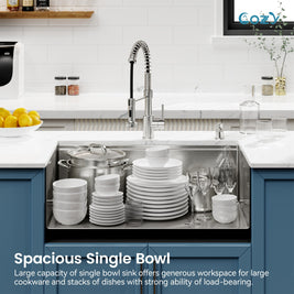 Cozy undermount stainless steel Brush Nickel sink 36x19x10 inch with accessory
